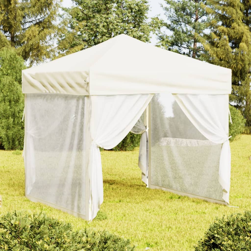 Partytent Inklapbaar Met Zijwanden Kleurig 2 x 2 m Crème