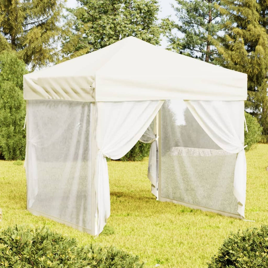 Partytent Inklapbaar Met Zijwanden Kleurig 2 x 2 m Crème