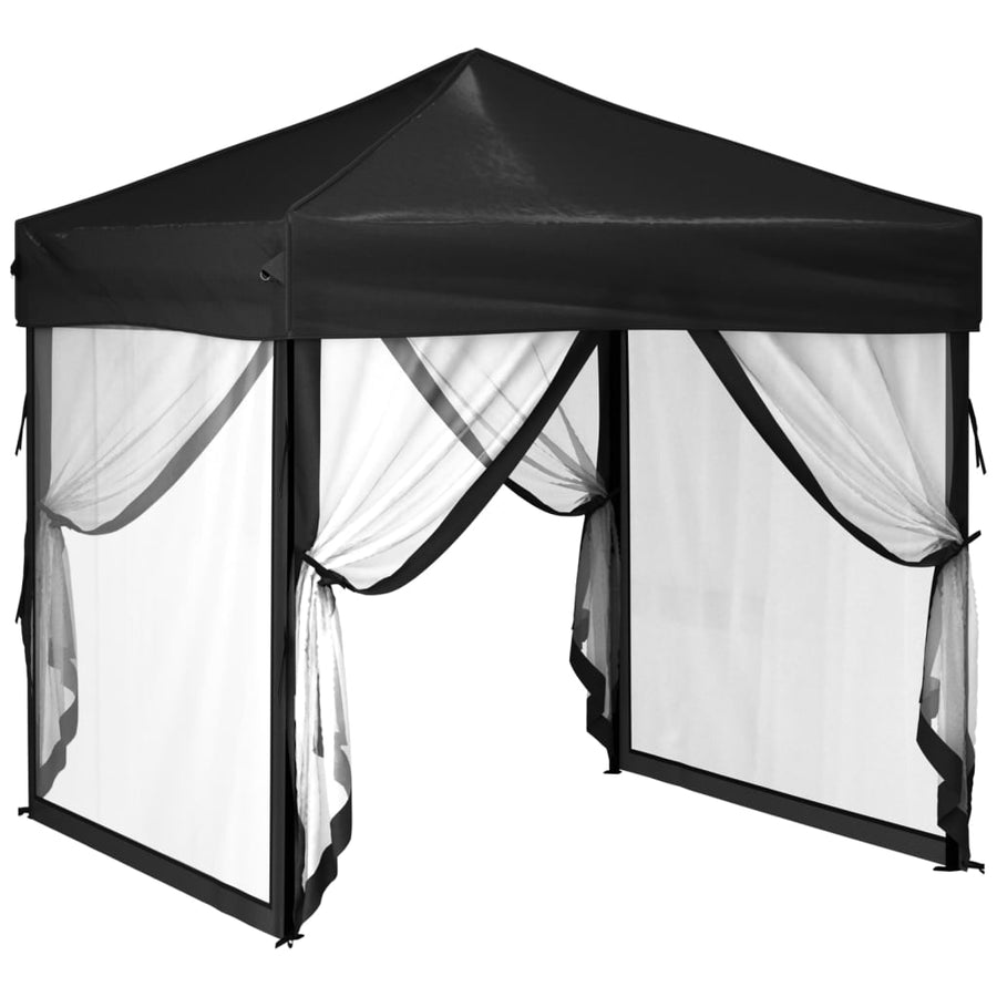 Partytent Inklapbaar Met Zijwanden 2X2 M Zwart