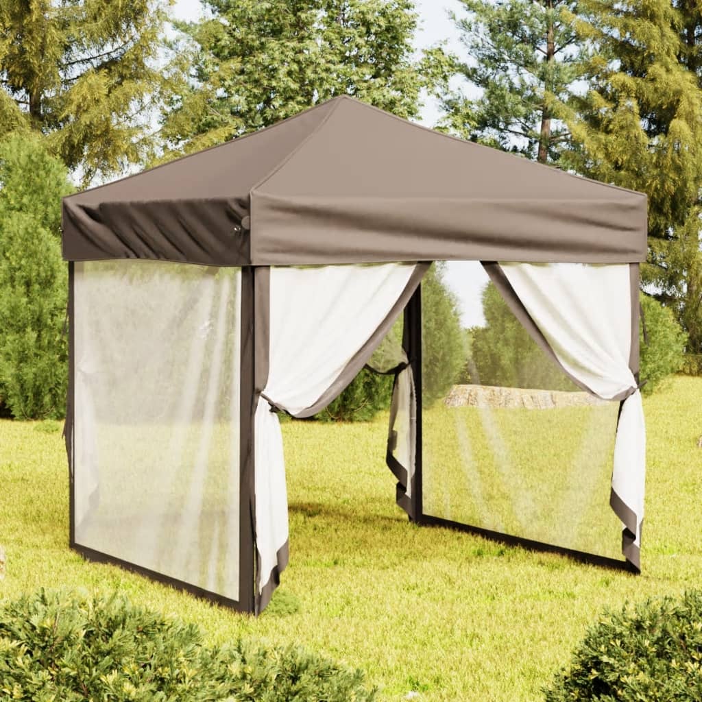 Partytent Inklapbaar Met Zijwanden 2X2 M Taupe 2 x 2 m