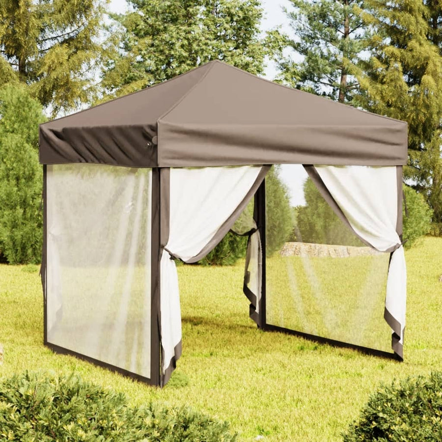 Partytent Inklapbaar Met Zijwanden 2X2 M Taupe 2 x 2 m
