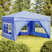 Partytent 3x3 m inklapbaar blauw met zijwanden