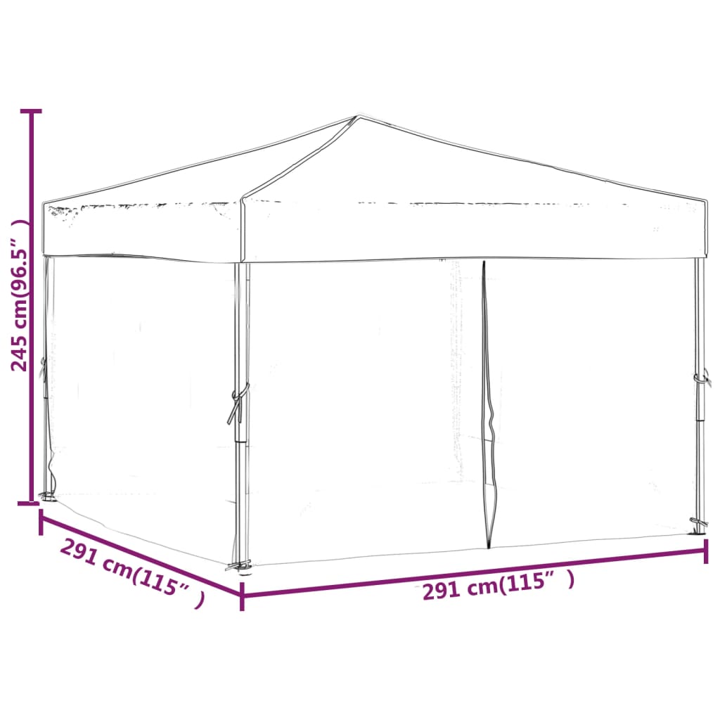 Partytent Inklapbaar Met Zijwanden Kleurig 3 x 3 m Antraciet