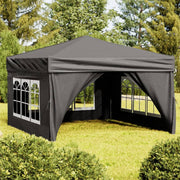 Partytent 3x3 m inklapbaar antraciet met zijwanden