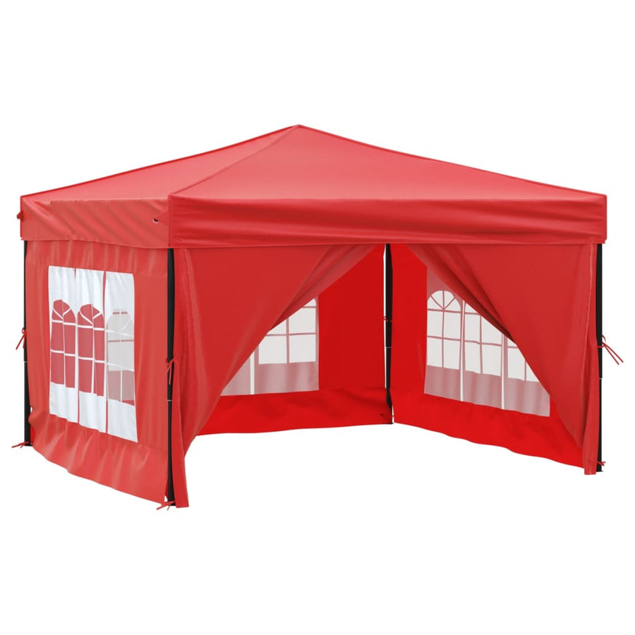 Partytent Inklapbaar Met Zijwanden 3X3 M Rood 3 x 3 m