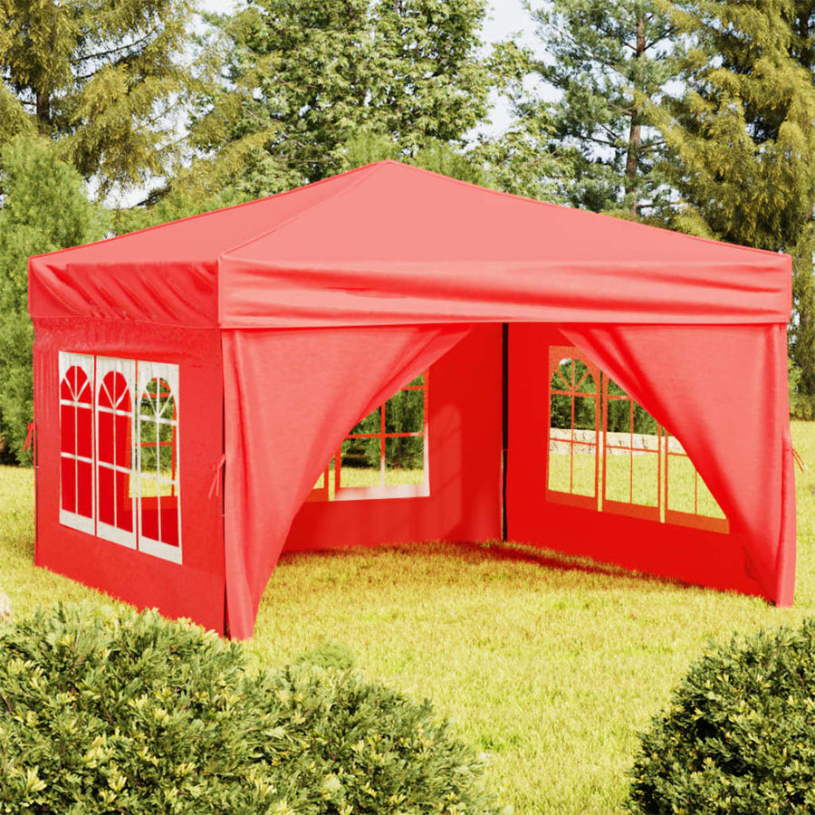 Partytent Inklapbaar Met Zijwanden 3X3 M Rood 3 x 3 m
