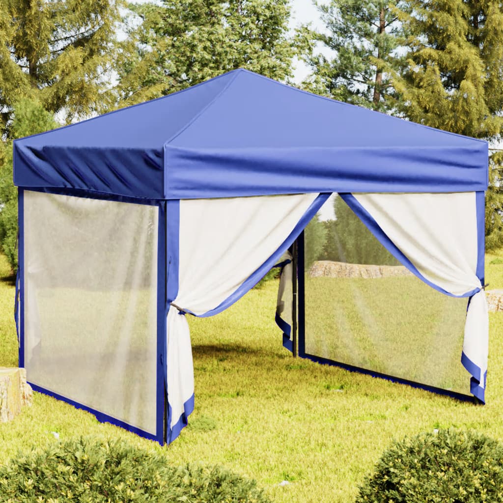 Partytent Inklapbaar Met Zijwanden 3 x 3 m Blauw