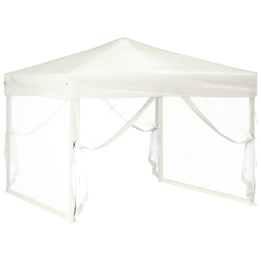 Partytent Inklapbaar Met Zijwanden 3X3 M Crèmekleurig