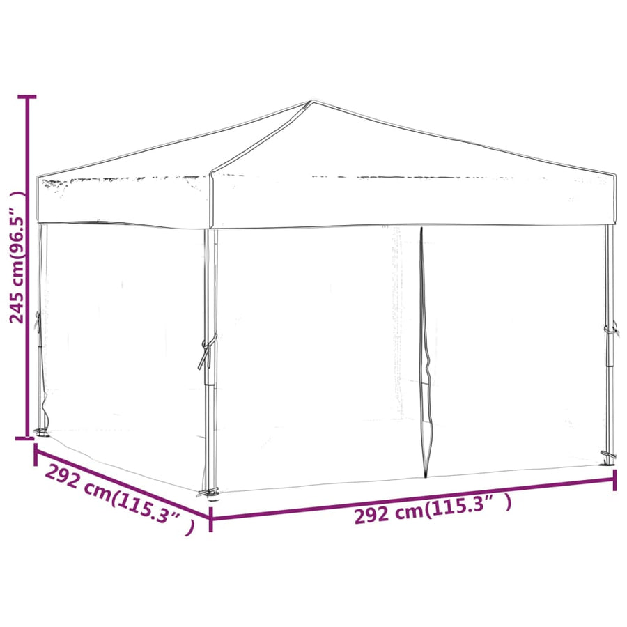 Partytent Inklapbaar Met Zijwanden 3X3 M Crèmekleurig