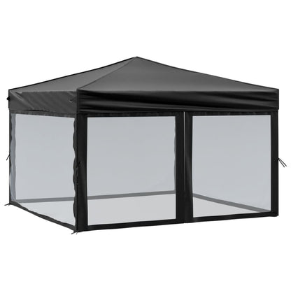 Partytent Inklapbaar Met Zijwanden 3X3 M Zwart 3 x 3 m