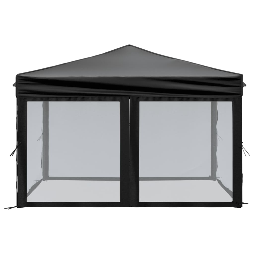 Partytent Inklapbaar Met Zijwanden 3X3 M Zwart 3 x 3 m