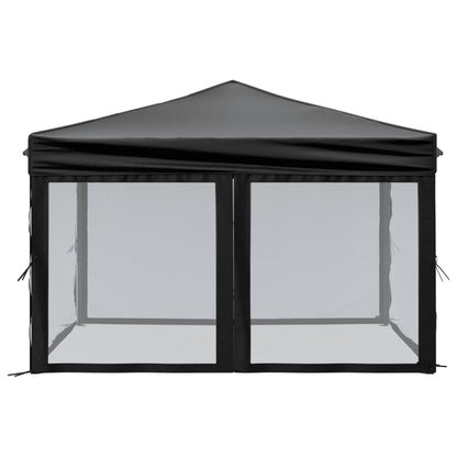 Partytent Inklapbaar Met Zijwanden 3X3 M Zwart 3 x 3 m