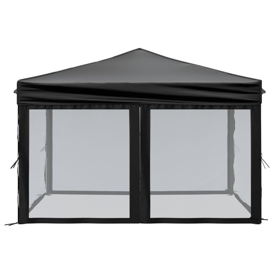 Partytent Inklapbaar Met Zijwanden 3X3 M Zwart 3 x 3 m
