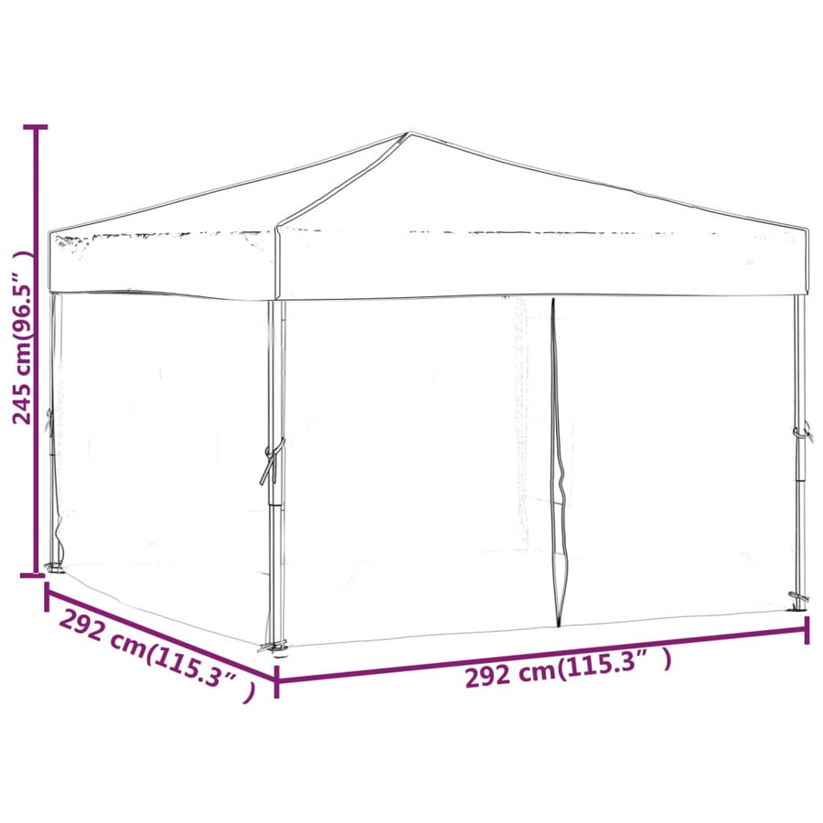 Partytent Inklapbaar Met Zijwanden 3X3 M Zwart 3 x 3 m