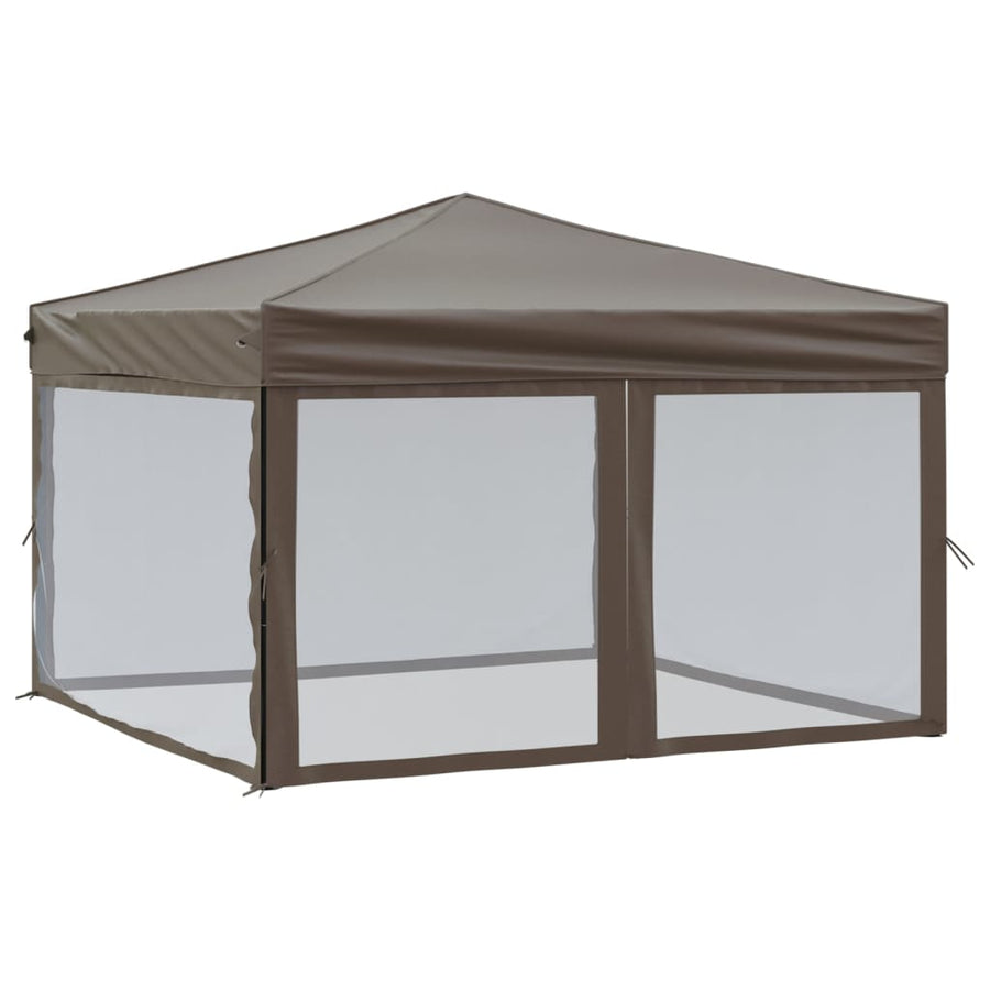 Partytent Inklapbaar Met Zijwanden 3X3 M Taupe 3 x 3 m