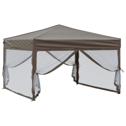 Partytent Inklapbaar Met Zijwanden 3X3 M Taupe 3 x 3 m