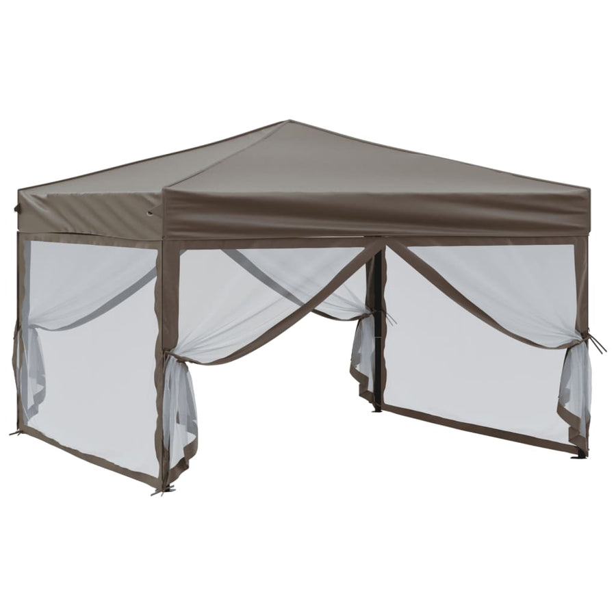 Partytent Inklapbaar Met Zijwanden 3X3 M Taupe 3 x 3 m
