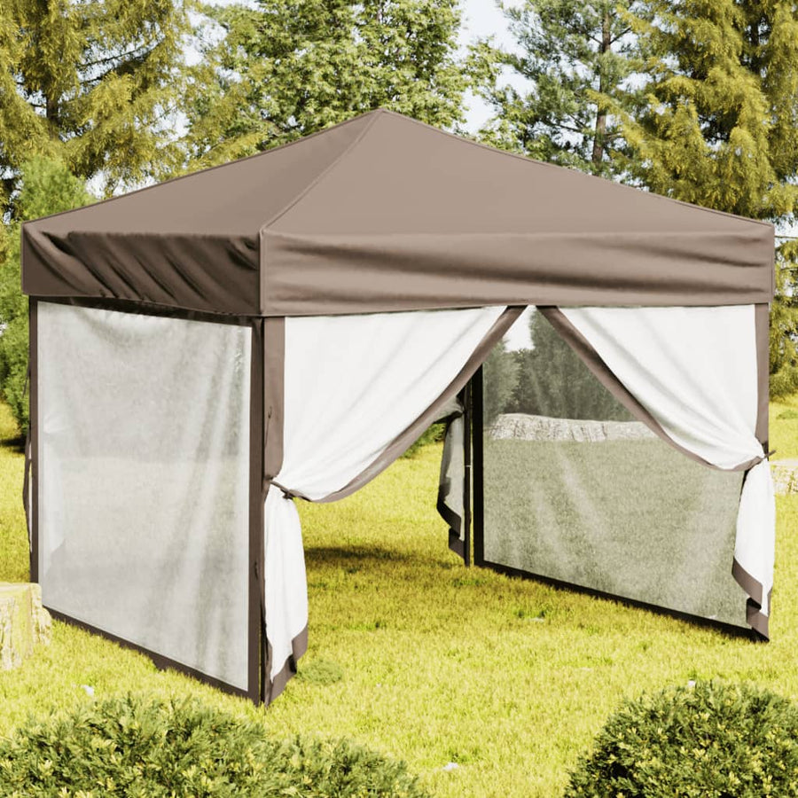 Partytent Inklapbaar Met Zijwanden 3X3 M Taupe 3 x 3 m