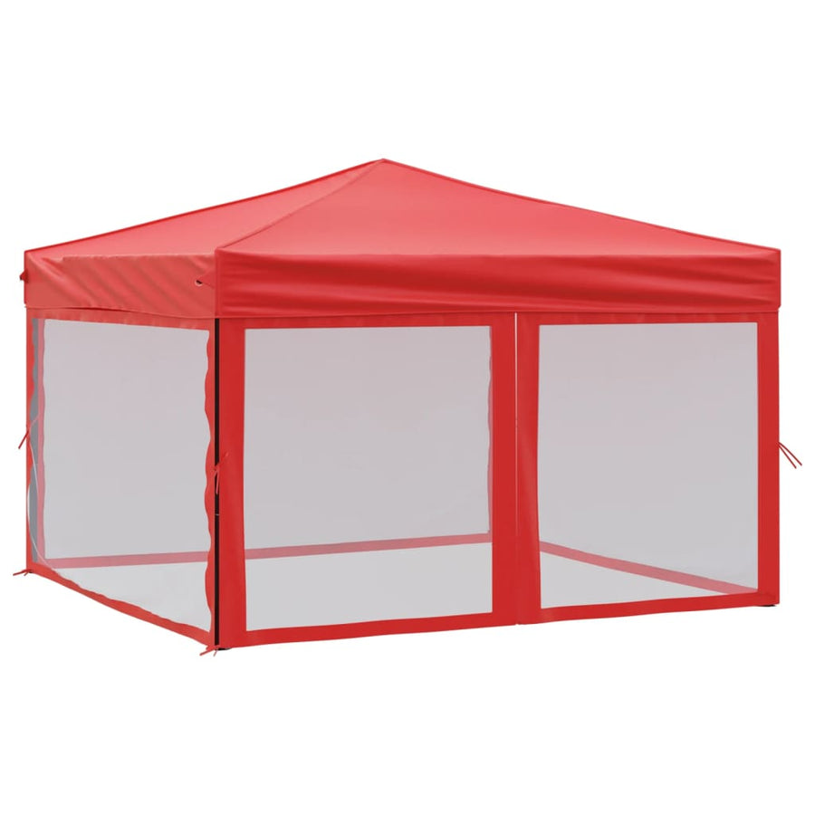 Partytent Inklapbaar Met Zijwanden 3X3 M Rood 3 x 3 m