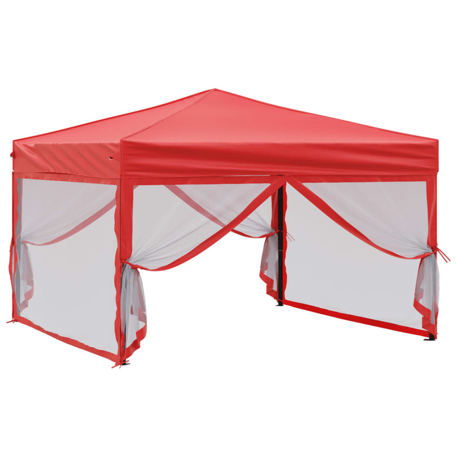 Partytent Inklapbaar Met Zijwanden 3X3 M Rood 3 x 3 m