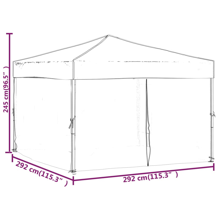 Partytent Inklapbaar Met Zijwanden 3X3 M Rood 3 x 3 m