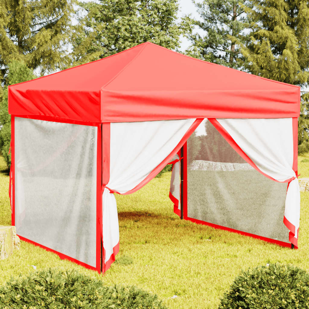 Partytent Inklapbaar Met Zijwanden 3X3 M Rood 3 x 3 m