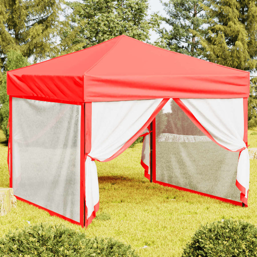 Partytent Inklapbaar Met Zijwanden 3X3 M Rood 3 x 3 m