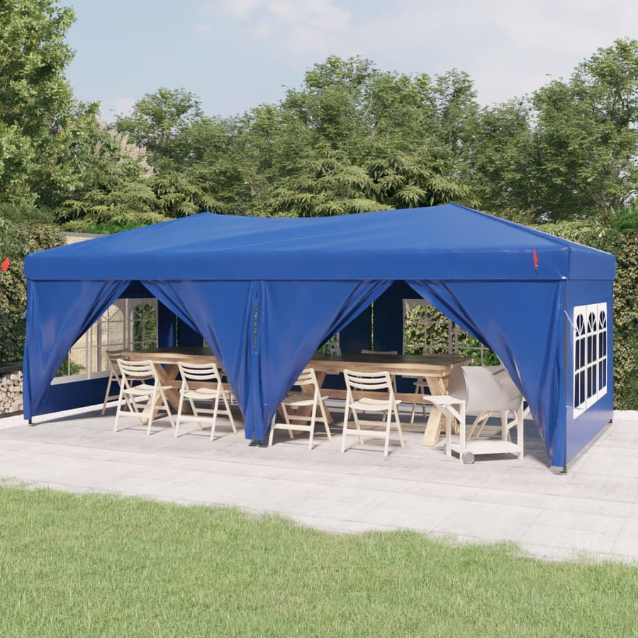 Partytent Inklapbaar Met Zijwanden 3X6 M Blauw