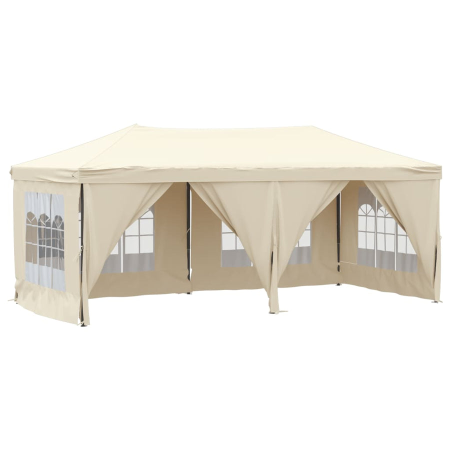 Partytent Inklapbaar Met Zijwanden 3X6 M Crèmekleurig 3 x 6 m