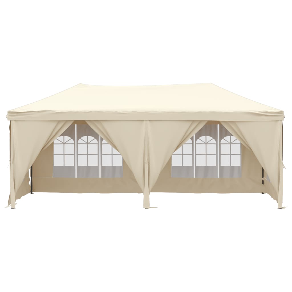 Partytent Inklapbaar Met Zijwanden 3X6 M Crèmekleurig 3 x 6 m