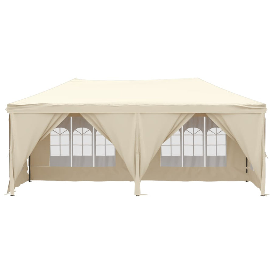 Partytent Inklapbaar Met Zijwanden 3X6 M Crèmekleurig 3 x 6 m