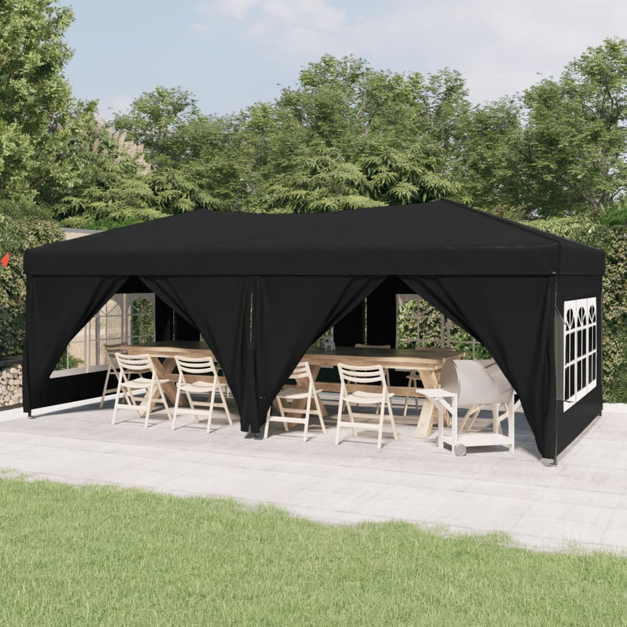 Partytent Inklapbaar Met Zijwanden 3 x 6 m Zwart