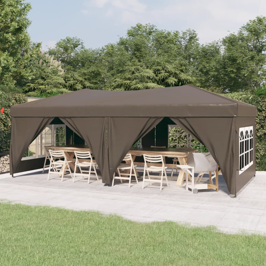 Partytent Inklapbaar Met Zijwanden 3X6 M Taupe 3 x 6 m