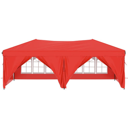 Partytent Inklapbaar Met Zijwanden 3 x 6 m Rood
