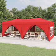 Partytent 3x6 m rood inklapbaar met zijwanden