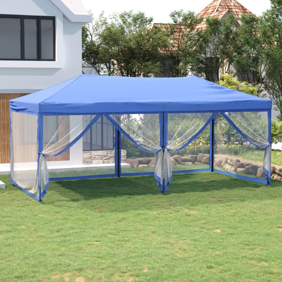 Partytent Inklapbaar Met Zijwanden 3X6 M Blauw