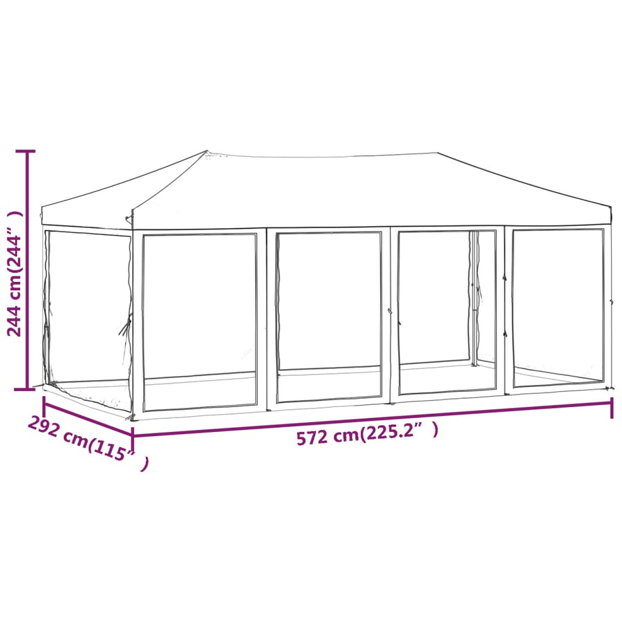 Partytent Inklapbaar Met Zijwanden Kleurig 3 x 6 m Crème