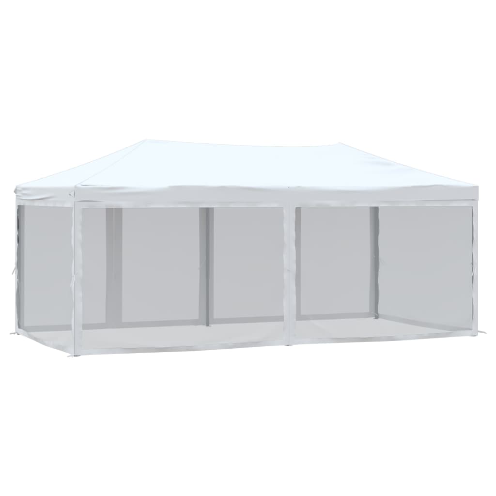 Partytent Inklapbaar Met Zijwanden 3X6 M Wit 3 x 6 m