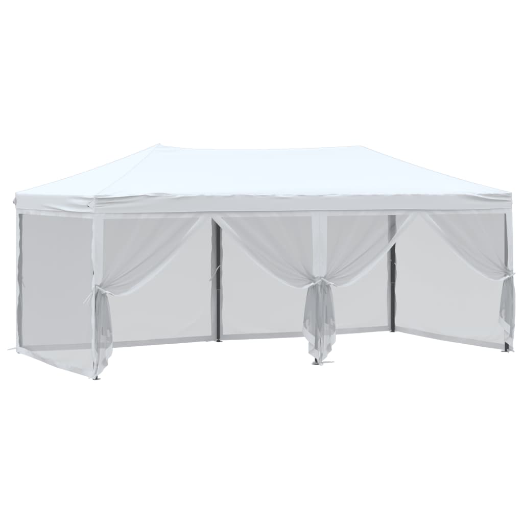 Partytent Inklapbaar Met Zijwanden 3X6 M Wit 3 x 6 m