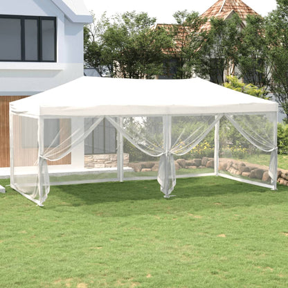 Partytent Inklapbaar Met Zijwanden 3X6 M Wit 3 x 6 m