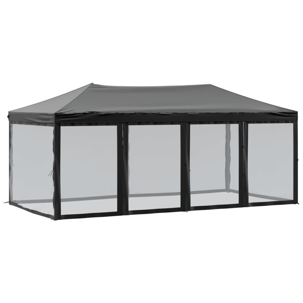 Partytent Inklapbaar Met Zijwanden 3X6 M Zwart 3 x 6 m