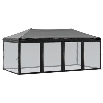Partytent Inklapbaar Met Zijwanden 3X6 M Zwart 3 x 6 m