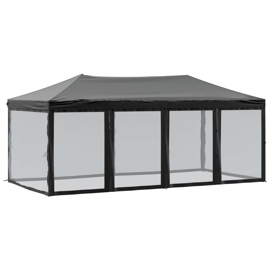 Partytent Inklapbaar Met Zijwanden 3X6 M Zwart 3 x 6 m