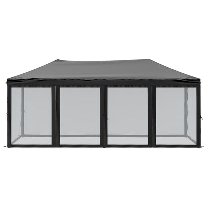 Partytent Inklapbaar Met Zijwanden 3X6 M Zwart 3 x 6 m