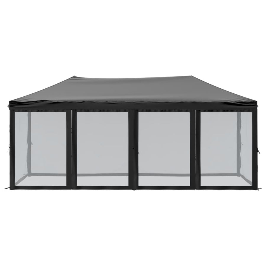 Partytent Inklapbaar Met Zijwanden 3X6 M Zwart 3 x 6 m