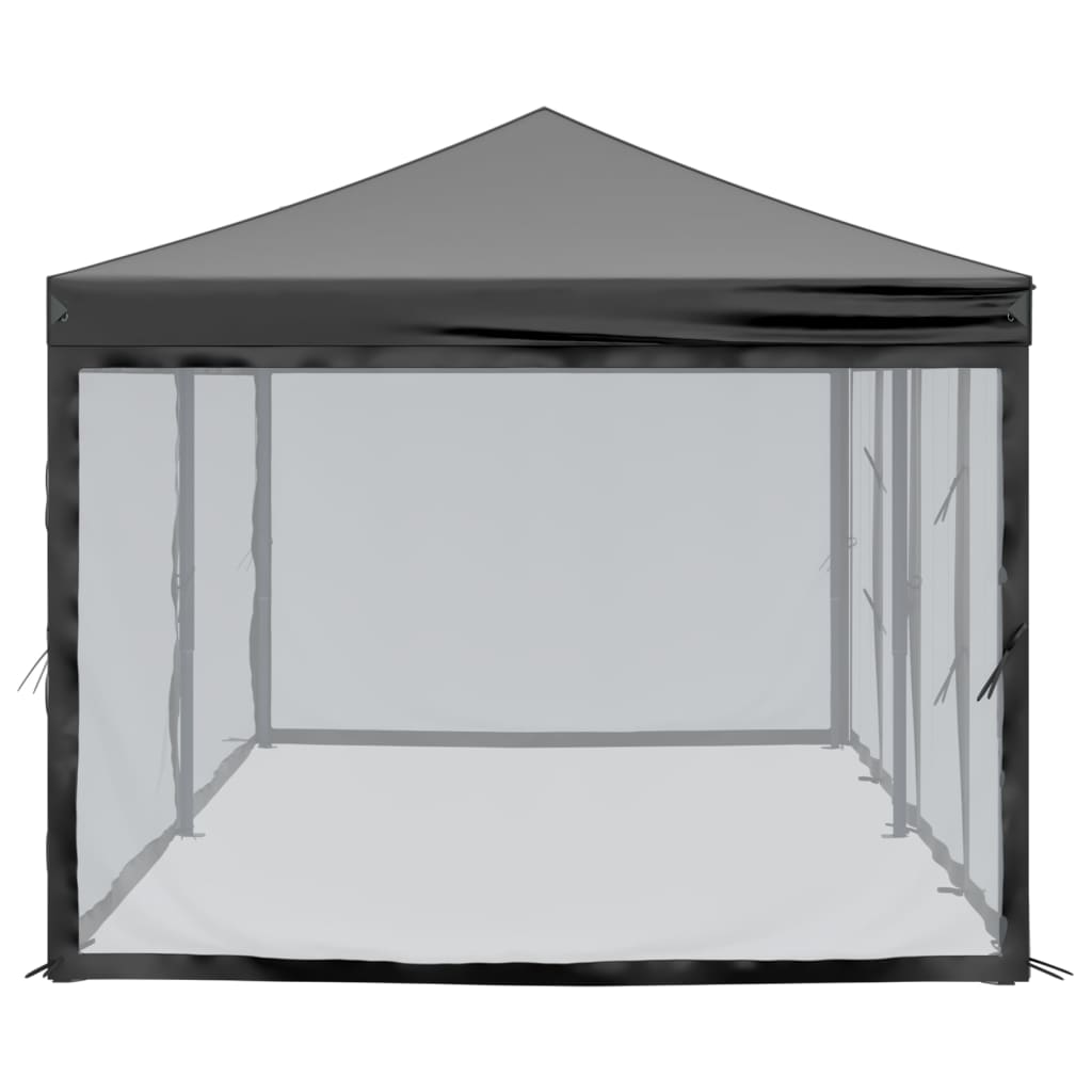 Partytent Inklapbaar Met Zijwanden 3X6 M Zwart 3 x 6 m