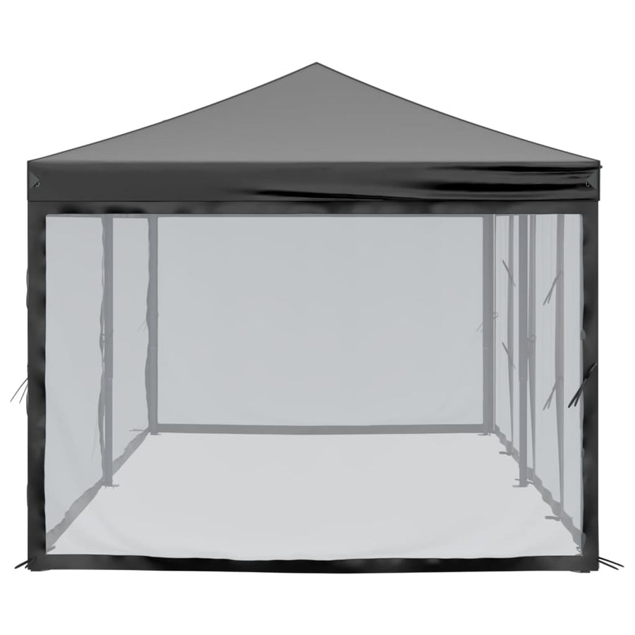 Partytent Inklapbaar Met Zijwanden 3X6 M Zwart 3 x 6 m