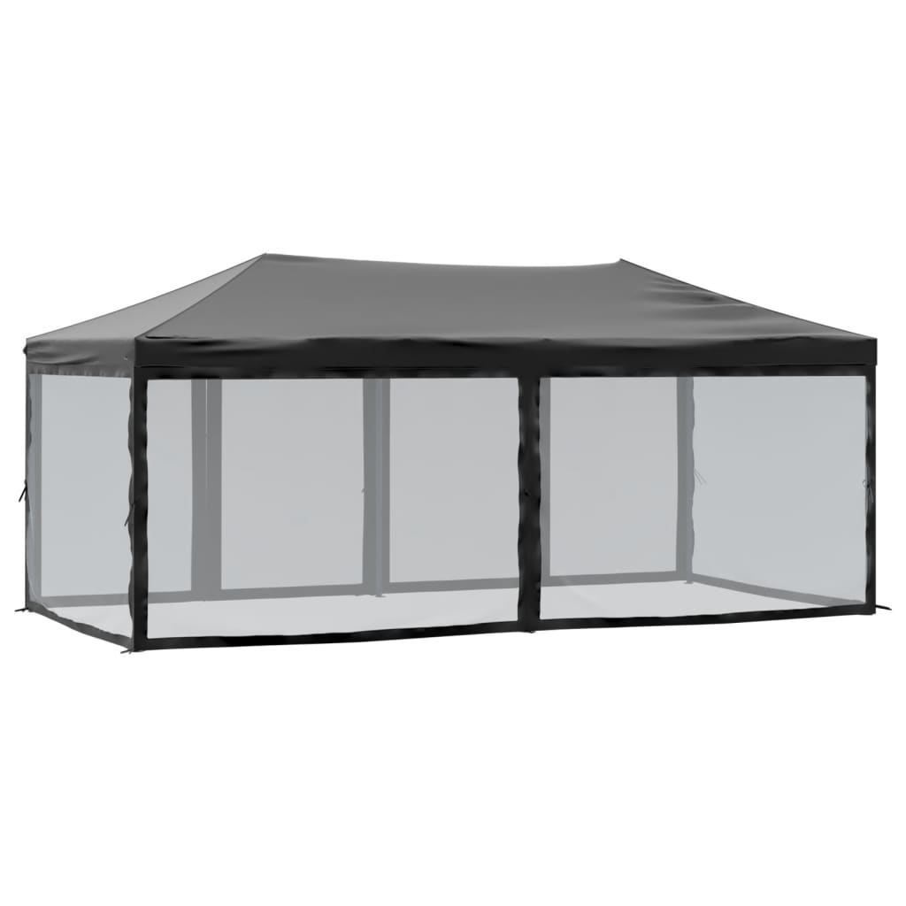 Partytent Inklapbaar Met Zijwanden 3X6 M Zwart 3 x 6 m