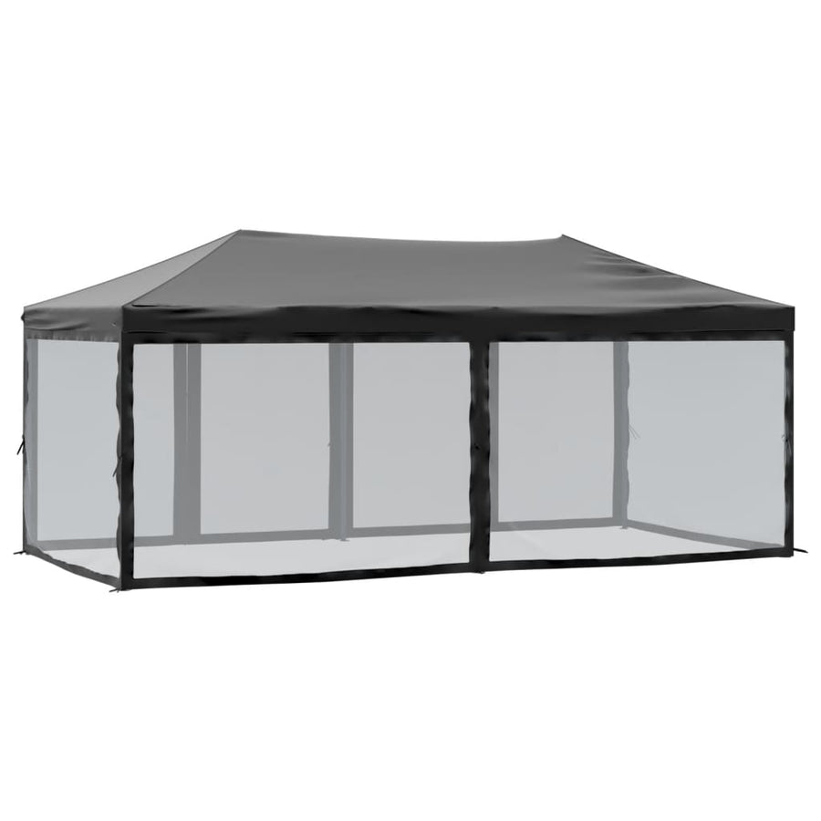 Partytent Inklapbaar Met Zijwanden 3X6 M Zwart 3 x 6 m