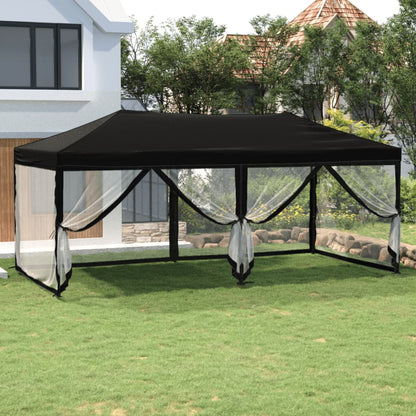Partytent Inklapbaar Met Zijwanden 3X6 M Zwart 3 x 6 m